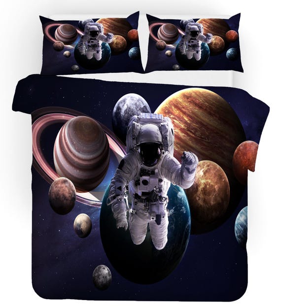 3D宇宙飛行士寝具セット、宇宙布団カバー、惑星キルト - Etsy 日本