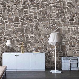 3D Stone Wall Mural, Peel and Stick Removable Wallpaper
