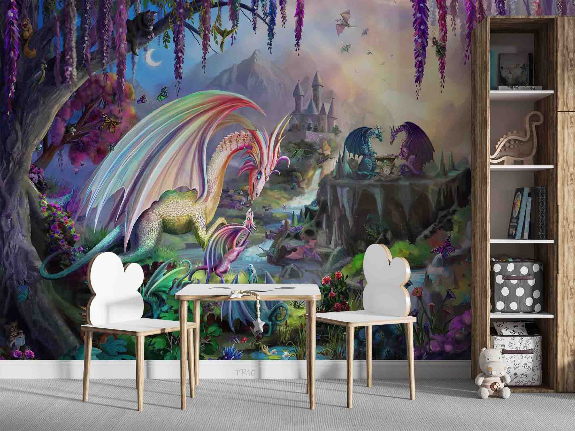 Dragon Castle Peel and Stick Wallpaper Mural, Removable Wall Decals - Etsy