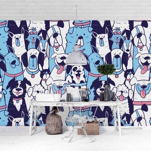 3D Cartoon Dogs Dalmatyńczyki Sharpei Tapeta Zdejmowana Tapeta-Zdejmij i przyklej Fototapeta,Tapeta do pokoju zabaw Dekoracja ścienna,r