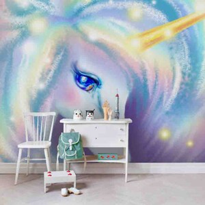 Tapeta 3D Cartoon Animal Unicorn Kolorowa Tapeta Zdejmowana Tapeta-Zdejmij i przyklej Fototapeta,Tapeta do pokoju zabaw Dekoracja ścienna,r