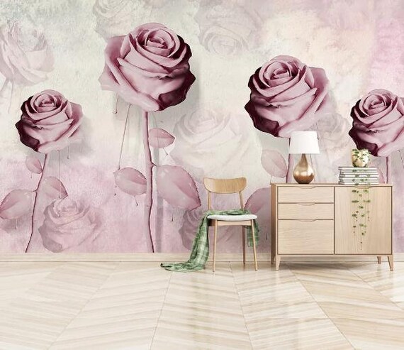 3D Floral Rose Embossed Pink Wallpaper Removable | Etsy