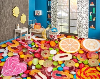 3D Candy Floor Mural, Self-Adhesive Vinyl Floor Art