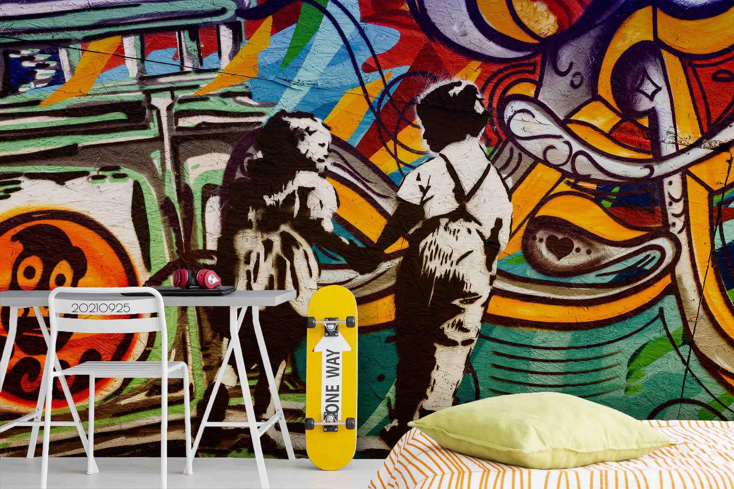 Colorful Graffiti Mural – 3D Kids Wallpaper, Peel and Stick - Etsy