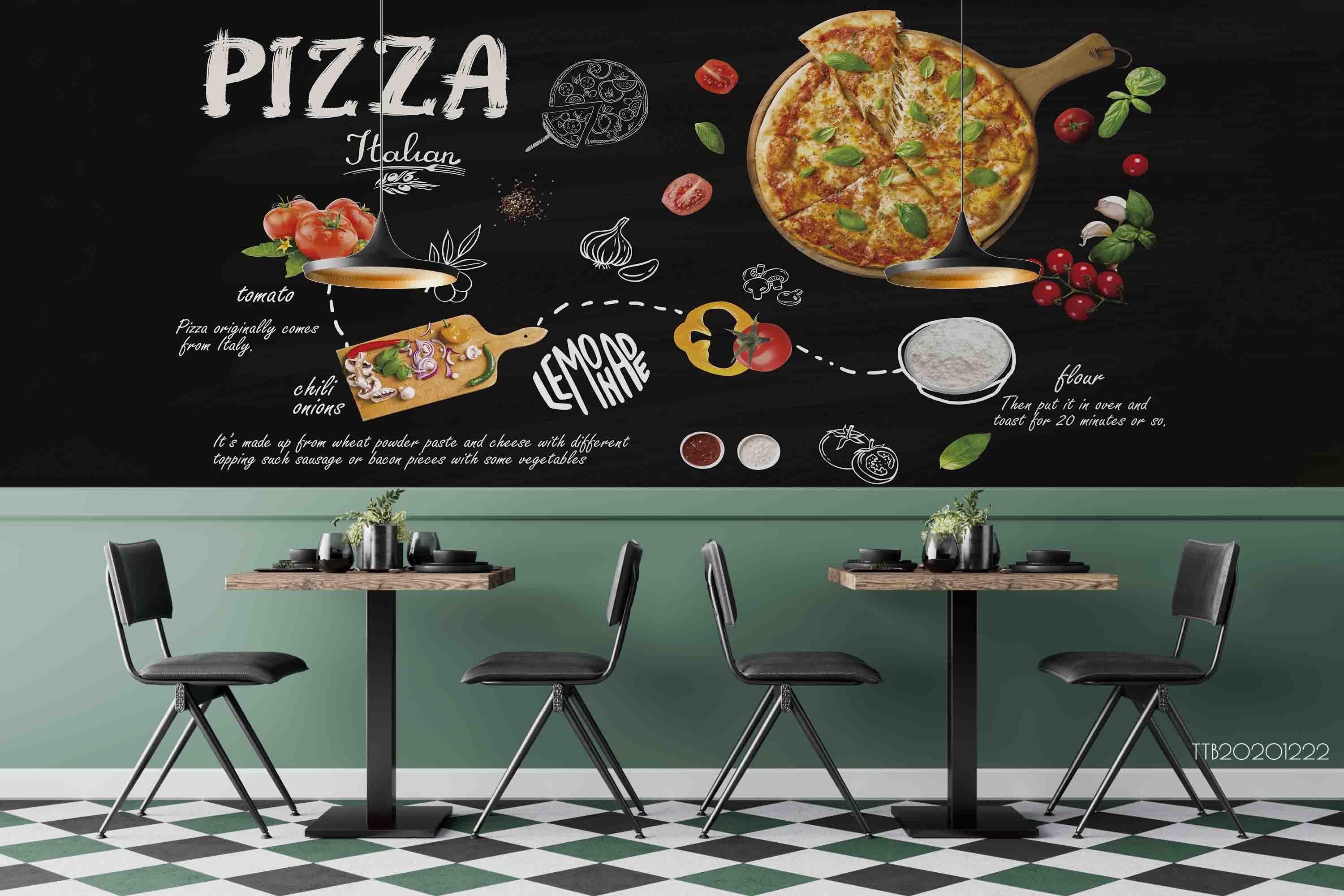 Pizza Blackboard Removable Wallpaper, Playroom Wall Decor - Etsy