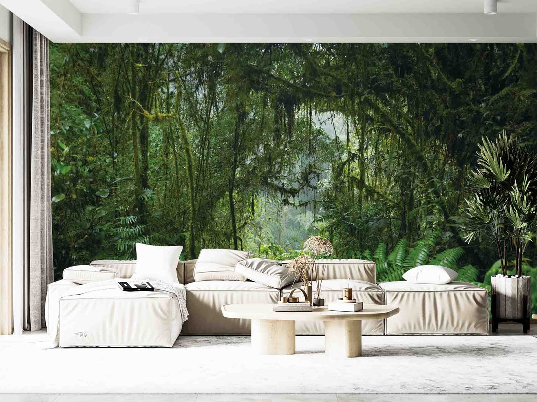 Tropical Forest Peel and Stick Wallpaper Mural, Removable Wall Decals ...