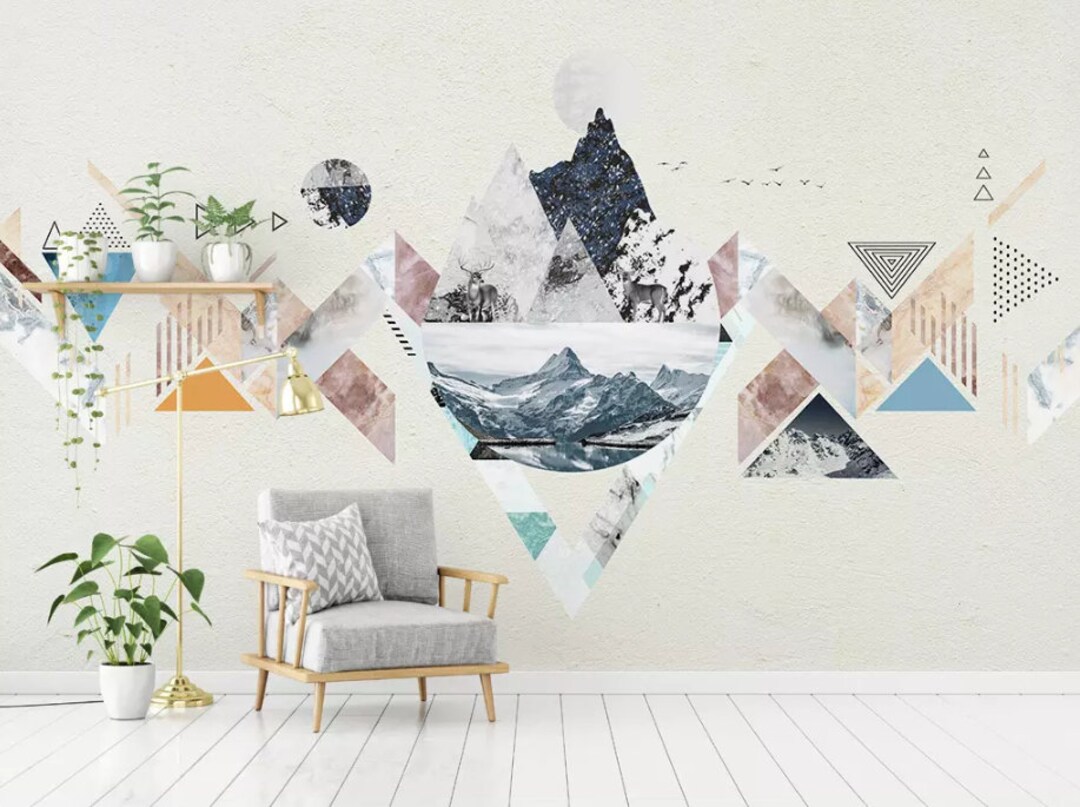 Curated visual reference: Gallery Detail: 3D Marble Texture Wallpaper Snow Mountain Wall Mural Geometric Wall