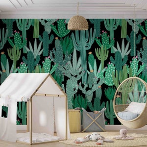 Cactus floreale pianta di aloe verde 3D stacca e incolla, carta da parati rimovibile, decorazione murale, carta da parati autoadesiva, decalcomanie da muro, carta da parati murale