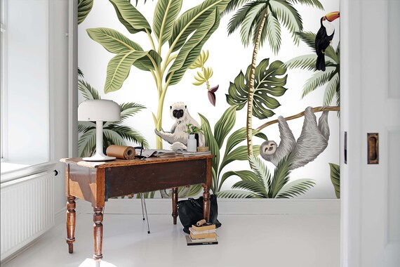 3D Green Leaves Self-adhesive Removable Wallpaper Murals Wall Sticker FC