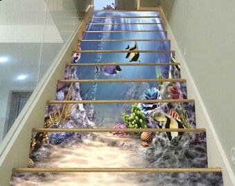 Décor De Marche D'escalier 3D Plage - Autocollant Mural Panoramique, Déco Intérieure