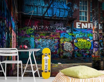 Colorful Street Art Graffiti Wall Mural – Peel and Stick Wallpaper