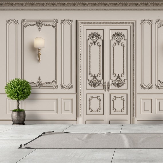 3D Molding Wallpaper Interior Wall With Cornice Wall Mural - Etsy