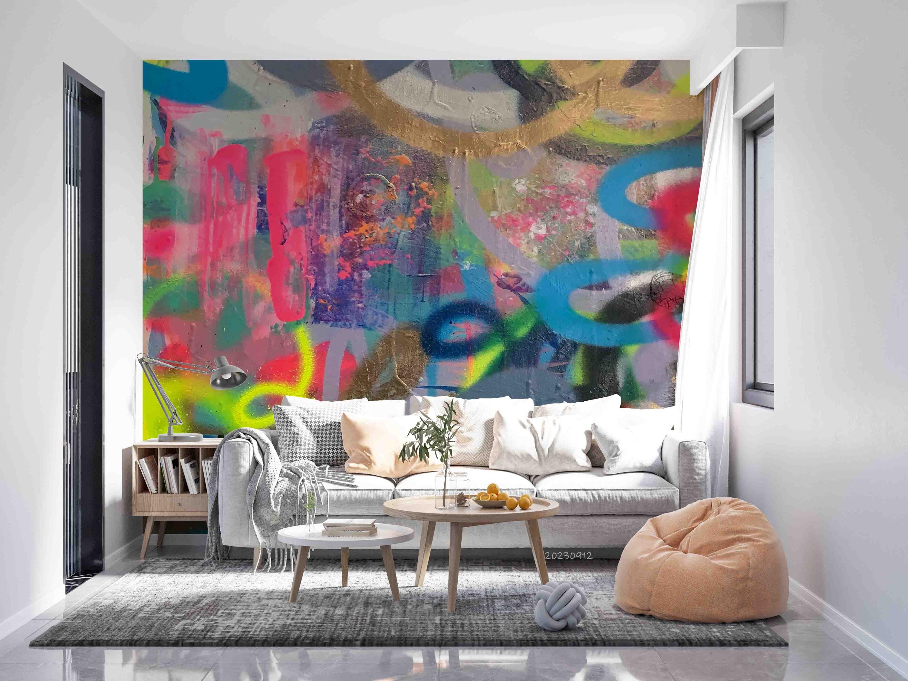 Abstract Graffiti Wall Mural – Colorful 3D Peel and Stick Wallpaper - Etsy