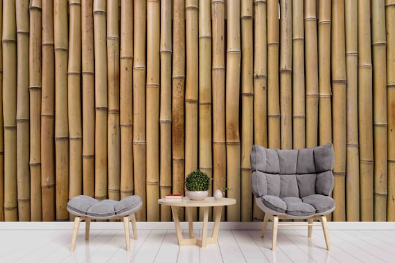 3D bamboe behang hek muurschildering lichtbruine muur decor - België