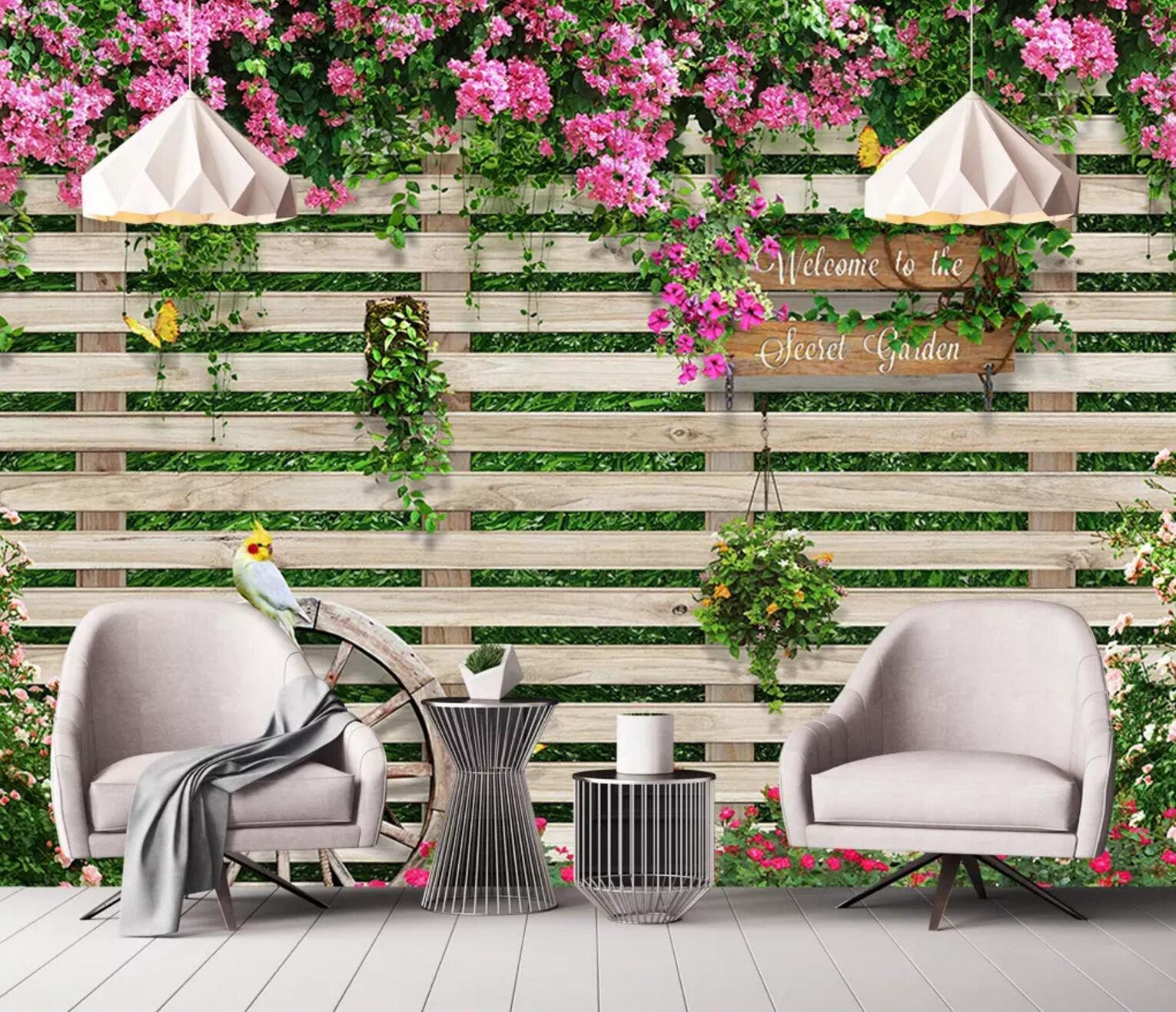 3D Pink Flower Wallpaper Wooden Fence Wall Mural Plant Wall - Etsy 3D Pink Flower Wallpaper Wooden Fence Wall Mural Plant Wall - Etsy