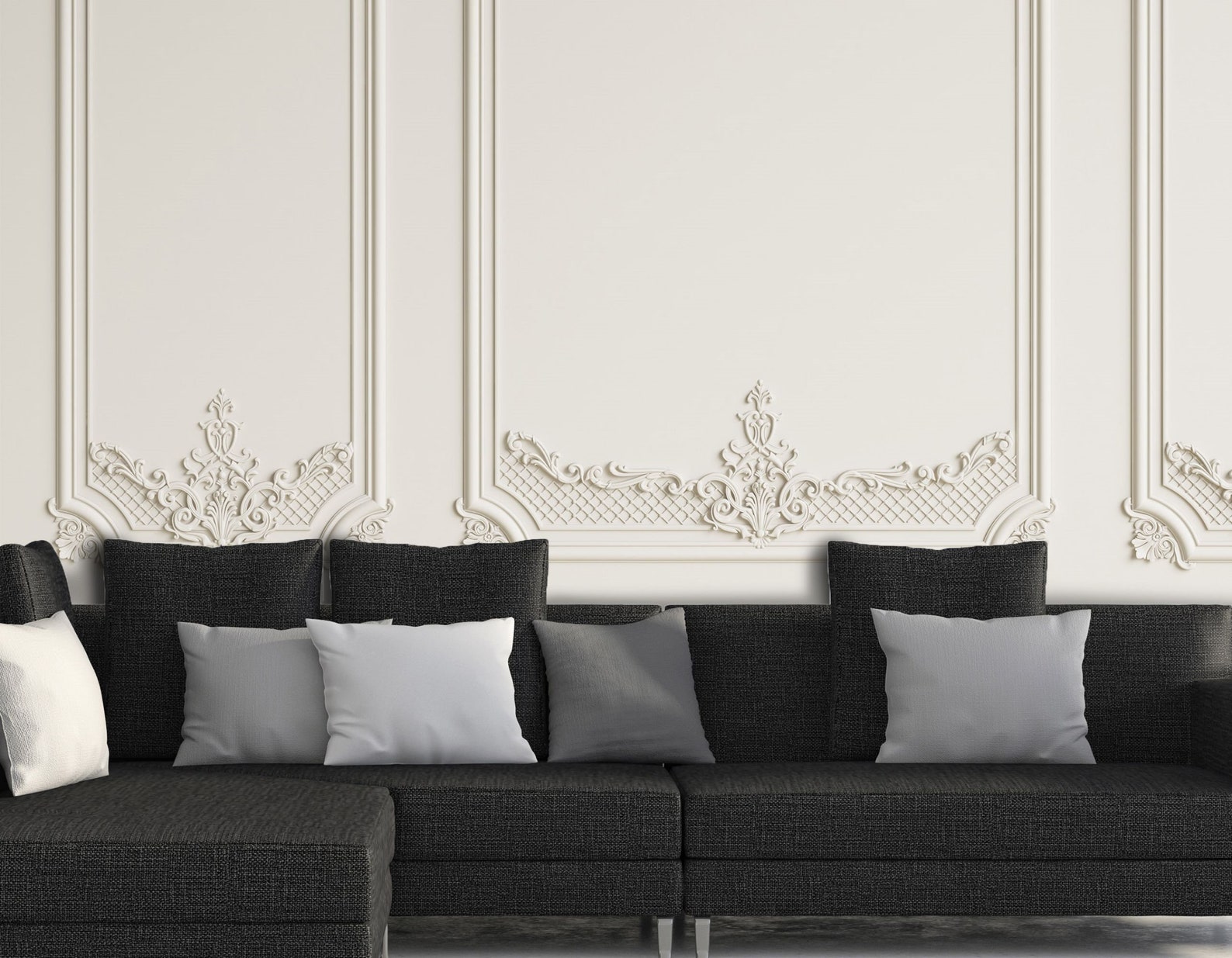 3D Molding Wallpaper Interior Wall With Cornice Wall Mural - Etsy