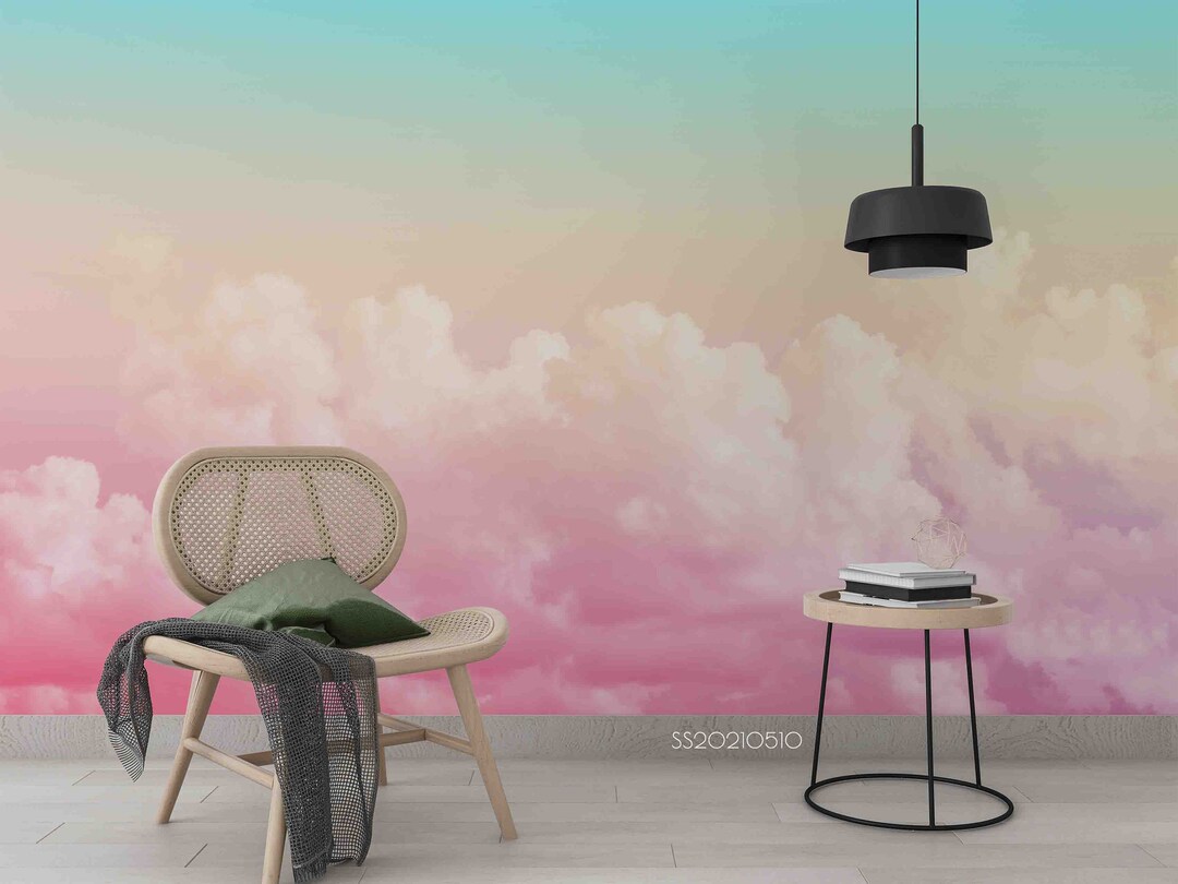 Watercolor Sky Cloud Wallpaper, Peel and Stick Wall Mural - Etsy