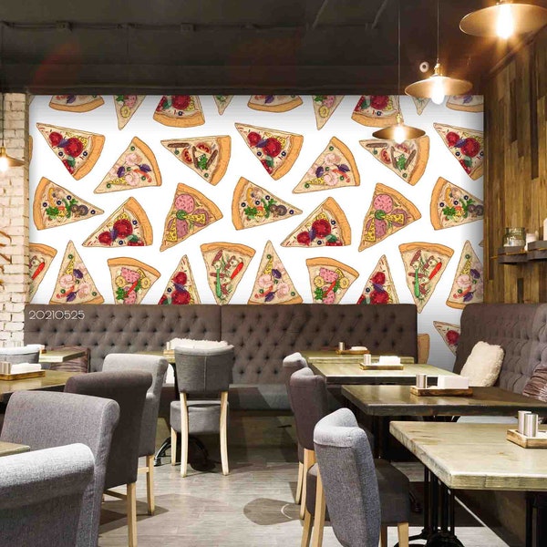 3D Pattern Food Pizza Wallpaper Removable Wallpaper-Peel and stick Wall Mural,Playroom Wallpaper Wall deco,r
