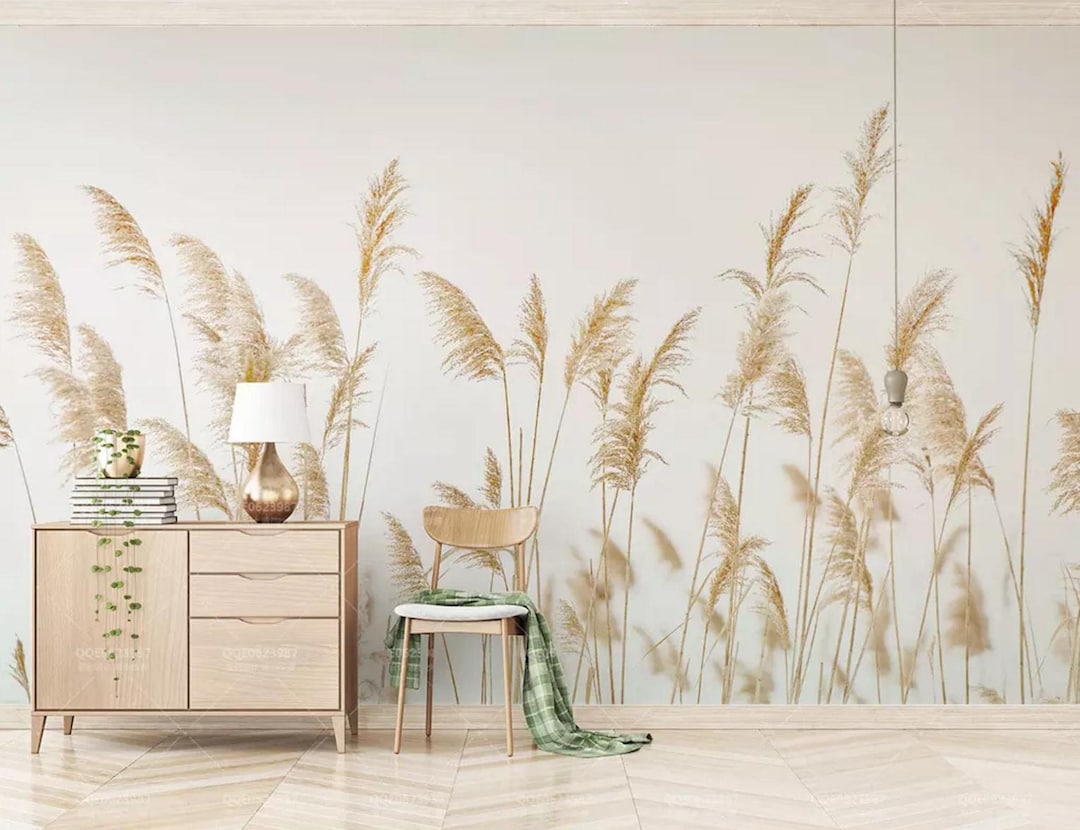 3D Reed Wallpaper, Fall Colors Wall Mural, Harvest Season Wall Decor