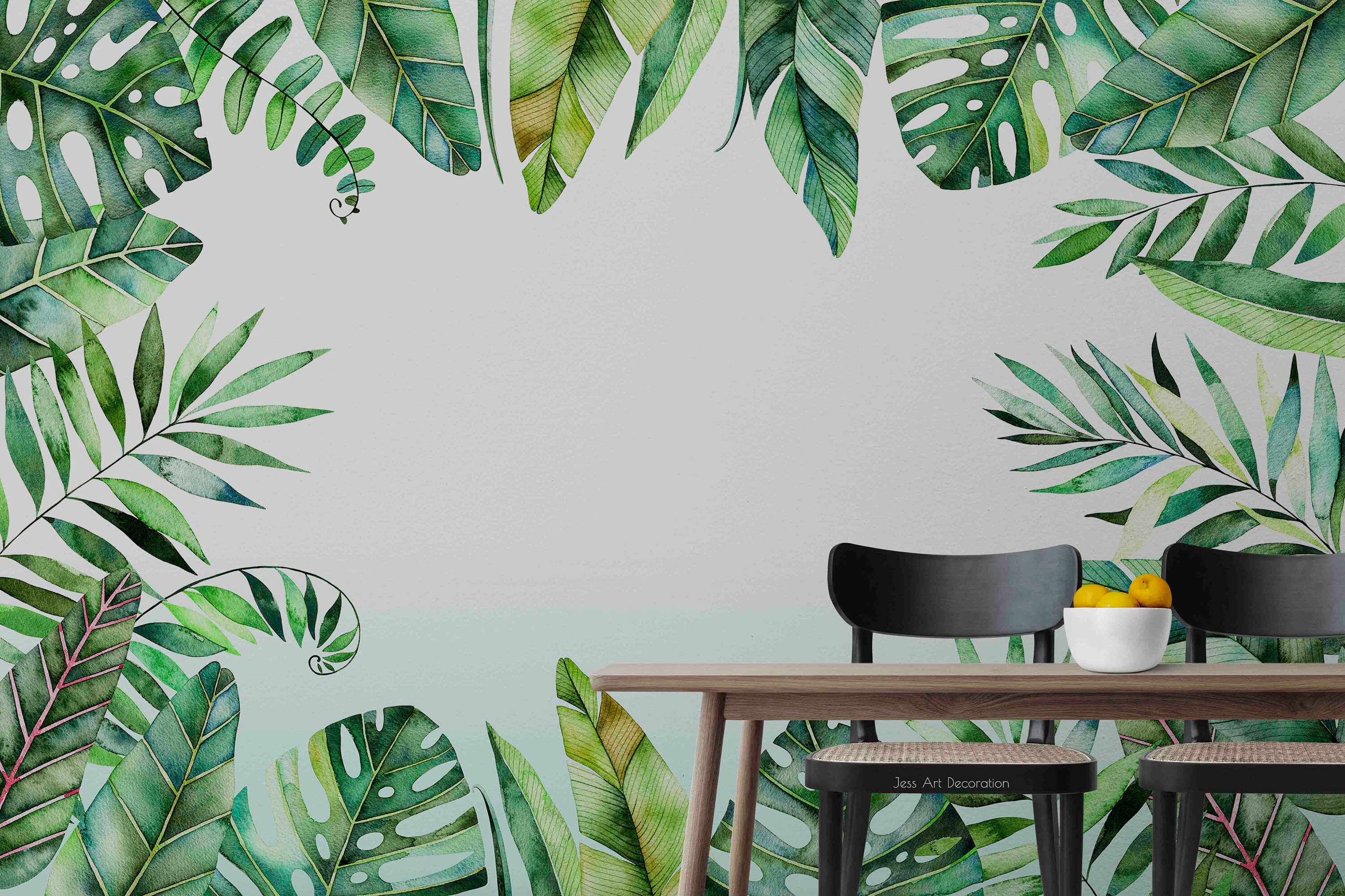 Tropic Leaves Frame Wallpaper, Peel and Stick Wall Mural - Etsy