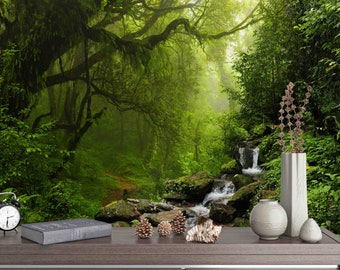 Waterfall in Rain Forest Self Adhesive, Peel and Stick, 3D Photo ...