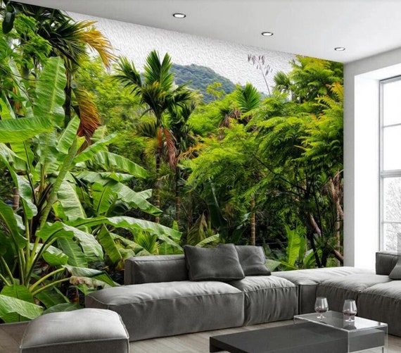 3D Jungle Wallpaper Green Plant Wall Mural Tropical Wall - Etsy UK 3D Jungle Wallpaper Green Plant Wall Mural Tropical Wall - Etsy UK