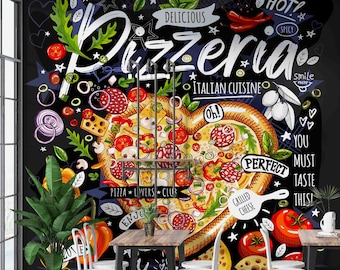 Autocollant Mural 3D Pizza Saucisse - Personnalisable, Vinyle, Décoration Mur Ou Fenêtre