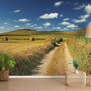 3D Rice Field Path Wallpaper-nursery Wllpaper Removable Wallpaper-peel ...