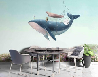 Mural infantil con ilustraciones divertidas y oníricas – Papel pintado autoadhesivo