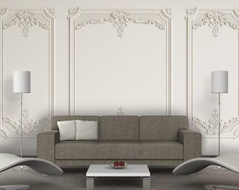 3D Embossed Cornice Wall Mural, Peel and Stick Wallpaper