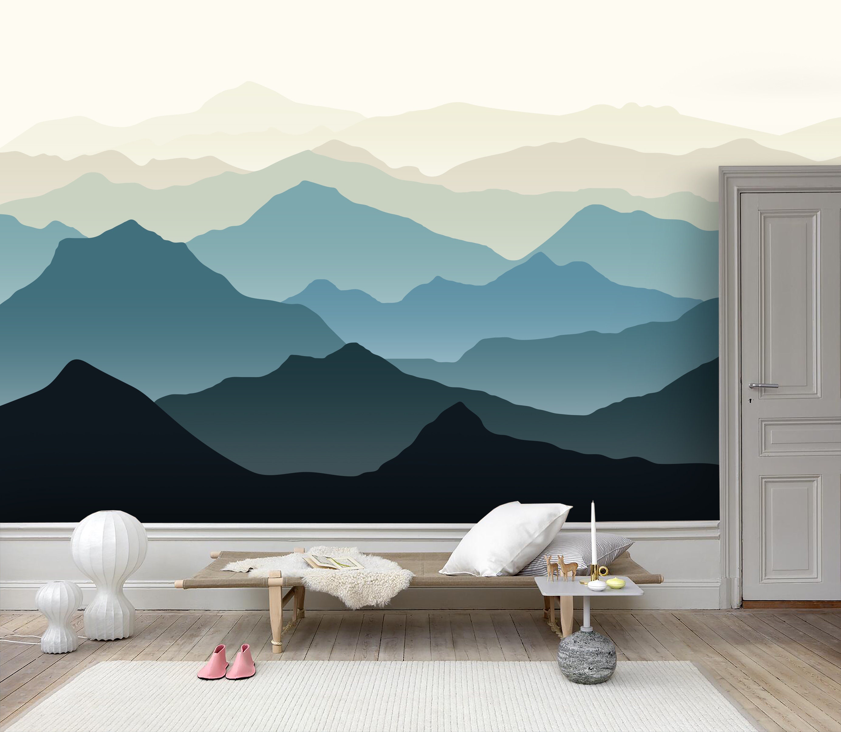 Papier Peint Panoramique 3D Mountain NA9908 – Autocollant Mural – Déco AJ Wall Fay