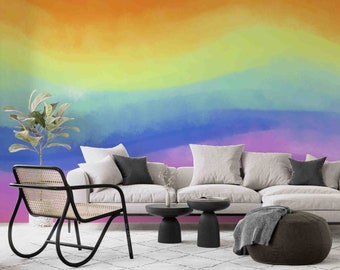 3D Gradient Rainbow Wallpaper-Nursery Wllpaper Removable Wallpaper-Peel and stick Wall Mur4al,Playroom Wallpaper Wall decor 874