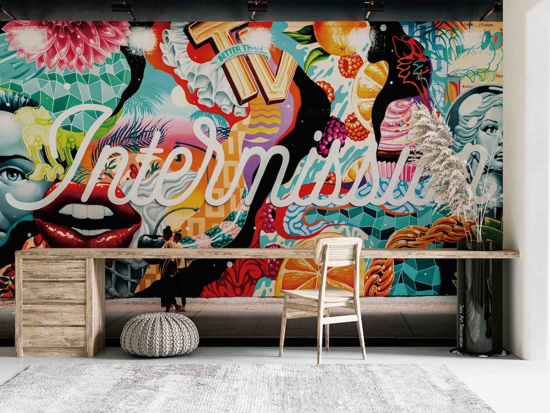 3D Graffiti Floral Wallpaper, Peel and Stick Wall Mural - Etsy