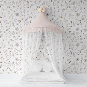 3D cartoon patroon behang, schattige muur muurschildering, dieren muur decor, bloemen kunst aan de muur, Peel en Stick, verwisselbaar behang, muur sticker