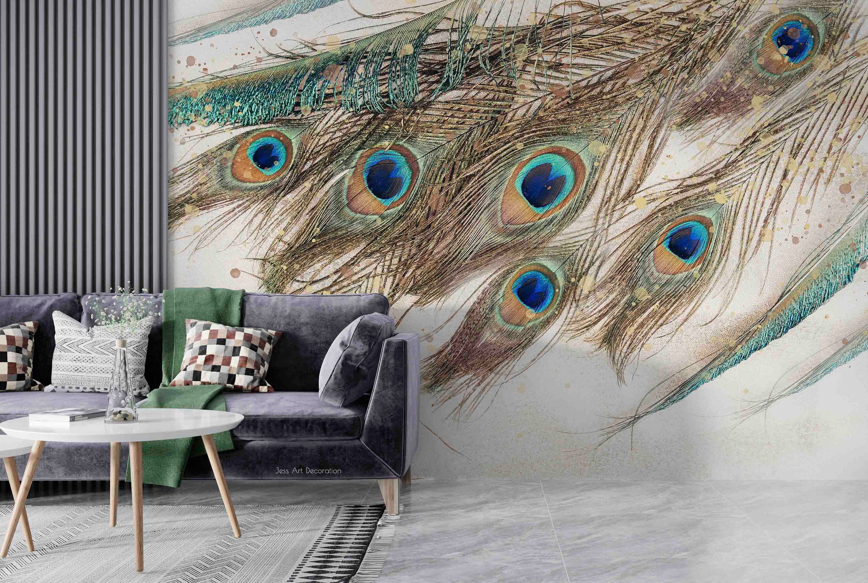 3D Peacock Feather Wallpaper-nursery Wllpaper Removable Wallpaper