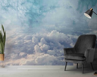 Pastel Sky Clouds Wallpaper, Peel and Stick Wall Mural