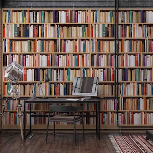 3D Books Wallpaper, Bookshelf Wall Mural, Library Wall Decor, Old Wall Art, Peel and Stick, Removable Wallpaper, Wall Sticker