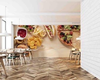 MAANINE Custom 3D Wall Murals Wallpaper Fast Food Mural Cafe Hamburger Shop Restaurant Photo Wall Decor 400cm*280cm