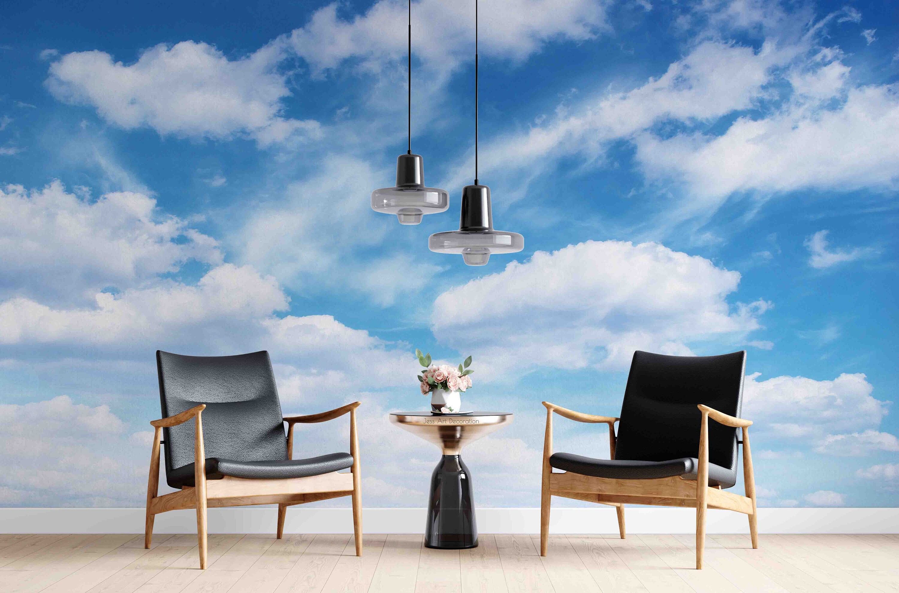 Blue Sky Clouds Wallpaper Mural, Peel and Stick Removable Wall Decor - Etsy