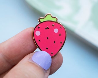 Strawberry Enamel Pin - Cute Strawberry Accessories Fashion - Enamel Pins - Cute Strawberry Gifts - Lapel Pin - Kawaii