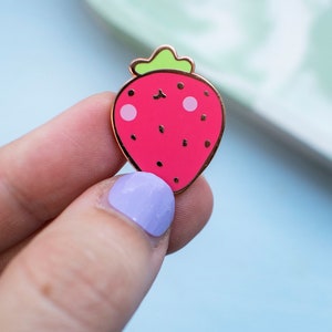 Strawberry Enamel Pin - Cute Strawberry Accessories Fashion - Enamel Pins - Cute Strawberry Gifts - Lapel Pin - Kawaii
