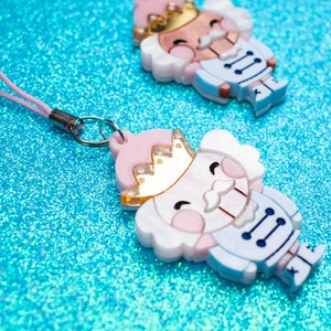 Acrylic Nutcracker Charm- Handmade Kawaii Holiday Winter Statement Keychain - Fun Jewelry Keychain