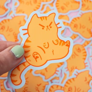 Angry Orange Cat Süßer Kawaii Pastell Aufkleber - Kawaii Kitty Vinyl Mate Aufkleber