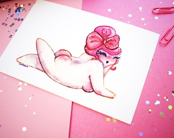 Kawaii Chubby Lady - Kawaii art - Kawaii Print - Kawaii -  Kawaii girl - Chubby Lady- Pink