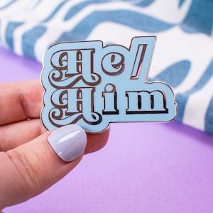 He/Him pronoun pin set any pronouns pins enamel lapel pins enamel pins set cute enamel pins, Hard Enamel Pin, Cute Kawaii Badge
