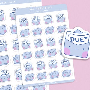 Pegatinas para planificador de pagos de facturas, lindas pegatinas para planificadores financieros, pegatinas para planificadores de facturas kawaii con emojis y estados de ánimo, Finance003