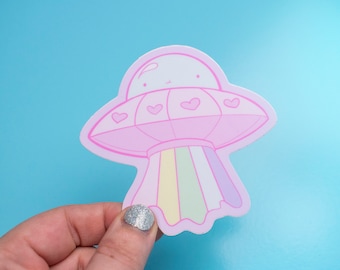Pastel UFO Space Craft Sticker - Alien Planner Stickers - Kawaii Outer Space Stickers - Cute Pastel Stationary Sticker Sheet