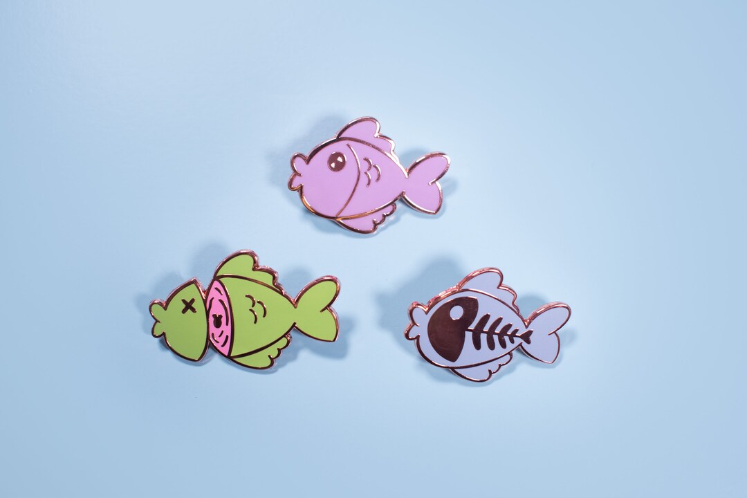 Pastel Fish Enamel Pin Set, Hard Enamel Cute Fish Pins, Fishing Badge ...
