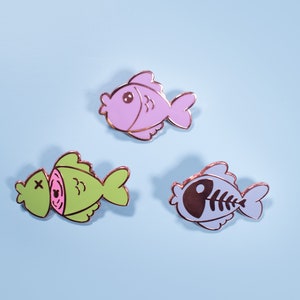 Pastel Fish Enamel Pin Set, Hard Enamel Cute Fish Pins, Fishing Badge