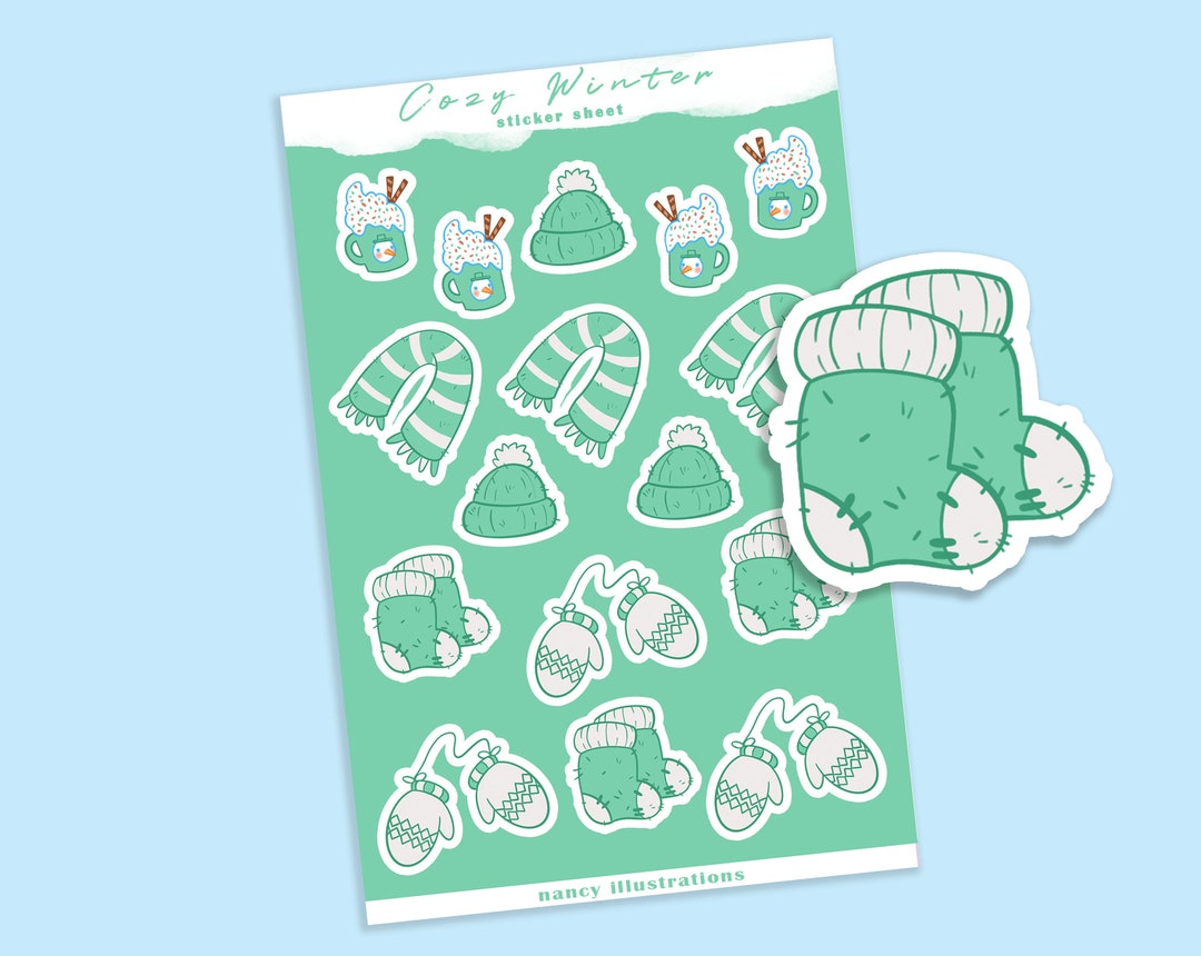 Cute Cozy Winter Planner Stickers, Holiday Kawaii Sticker Sheet, Winter ...